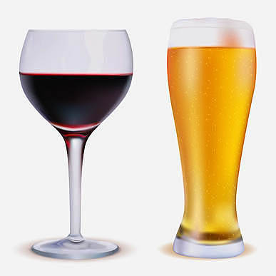 Ein Glas Wein und ein Glas Bier